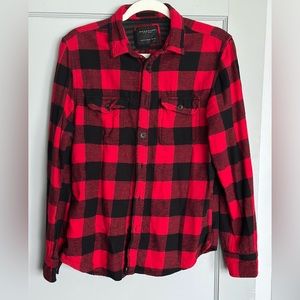 Denim and Flower Red & Black Buffalo Check Slim Flannel Shirt – Small/Medium